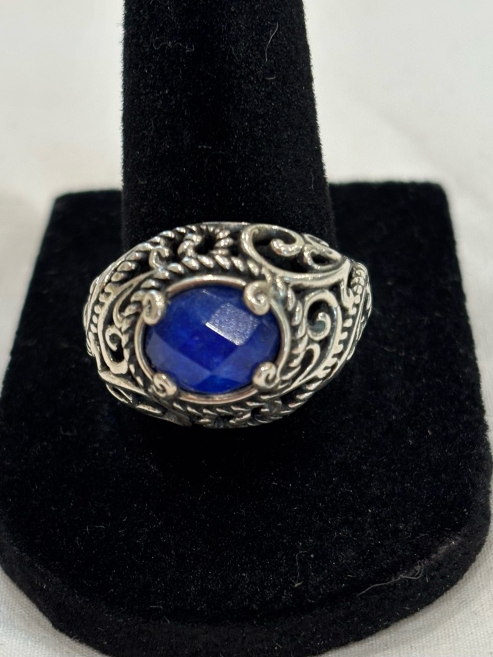 Carolyn Pollack Sterling Silver Relios genuine Lapis filigree Ring